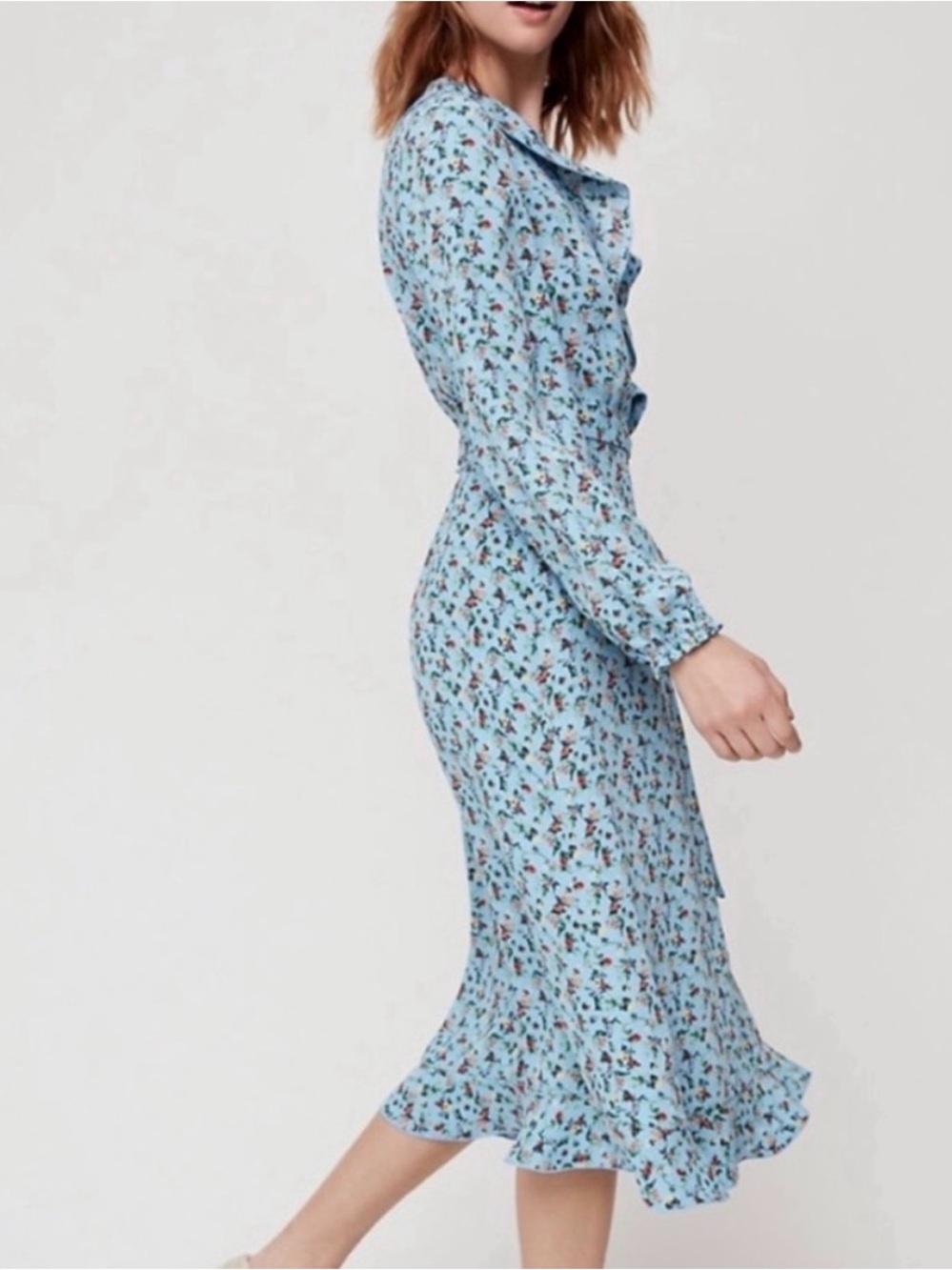 Aritzia Light Blue Floral Midi Dress